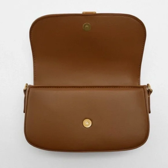 Zara caramel brown buckle crossbody bag NWT